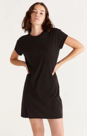 MODERN CREW SLUB TEE DRESS-Black