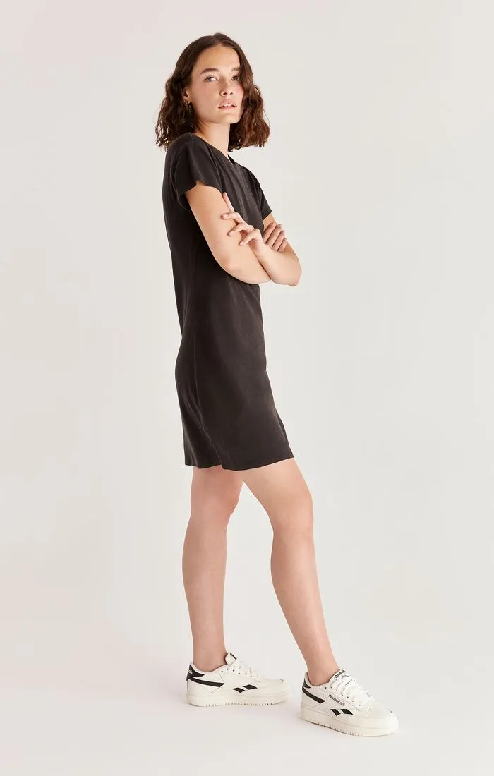 MODERN CREW SLUB TEE DRESS-Black