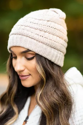 Mountainside Adventures Tan Knit Beanie