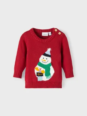 Name it pullover pupazzo di neve rosso neonati