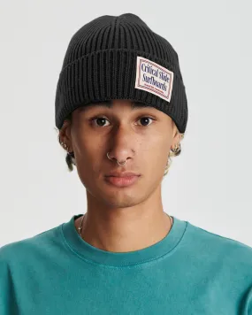 Offset Patch Beanie - Black