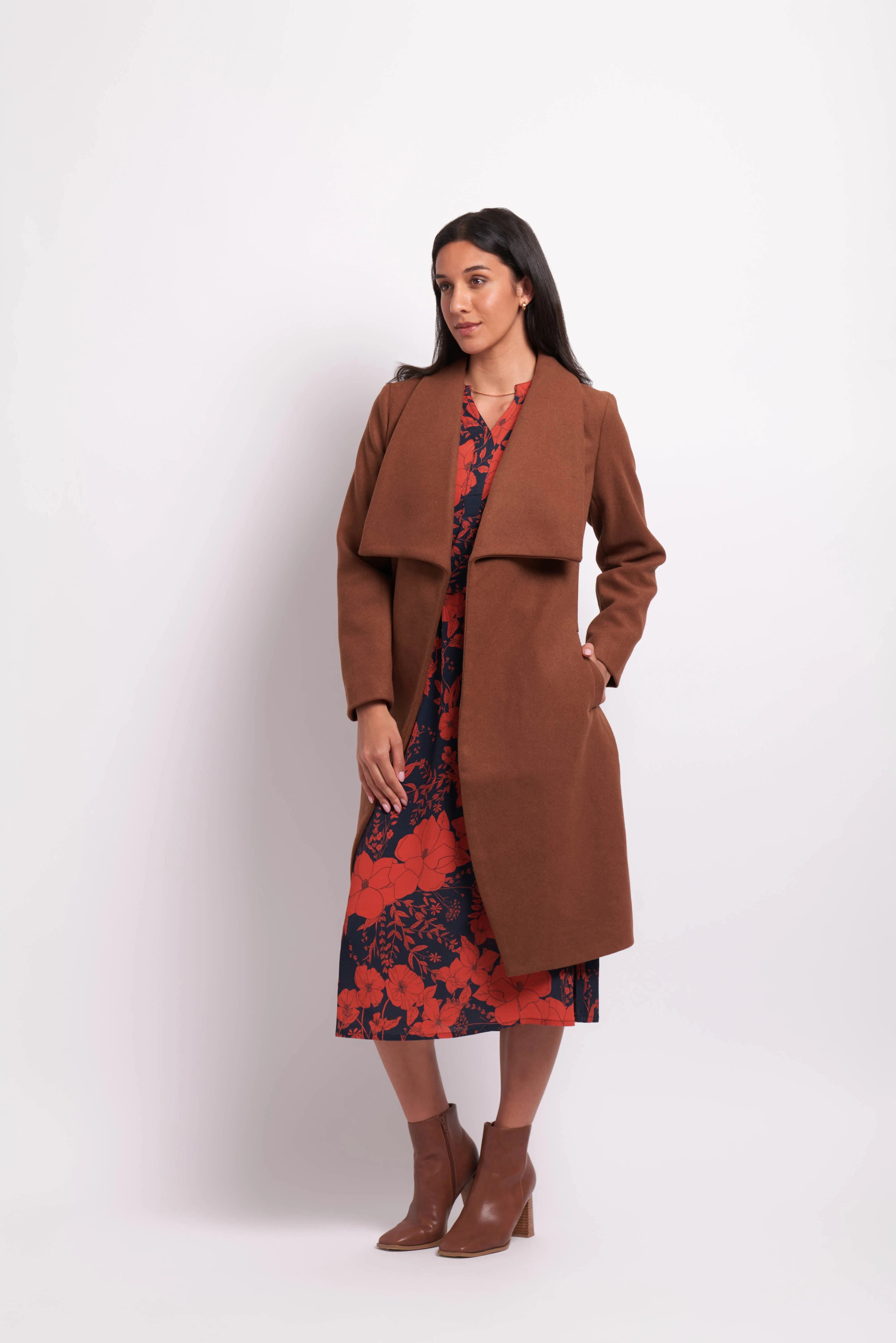 Oh3 Tie Detail Coat TP14437 - Caramel