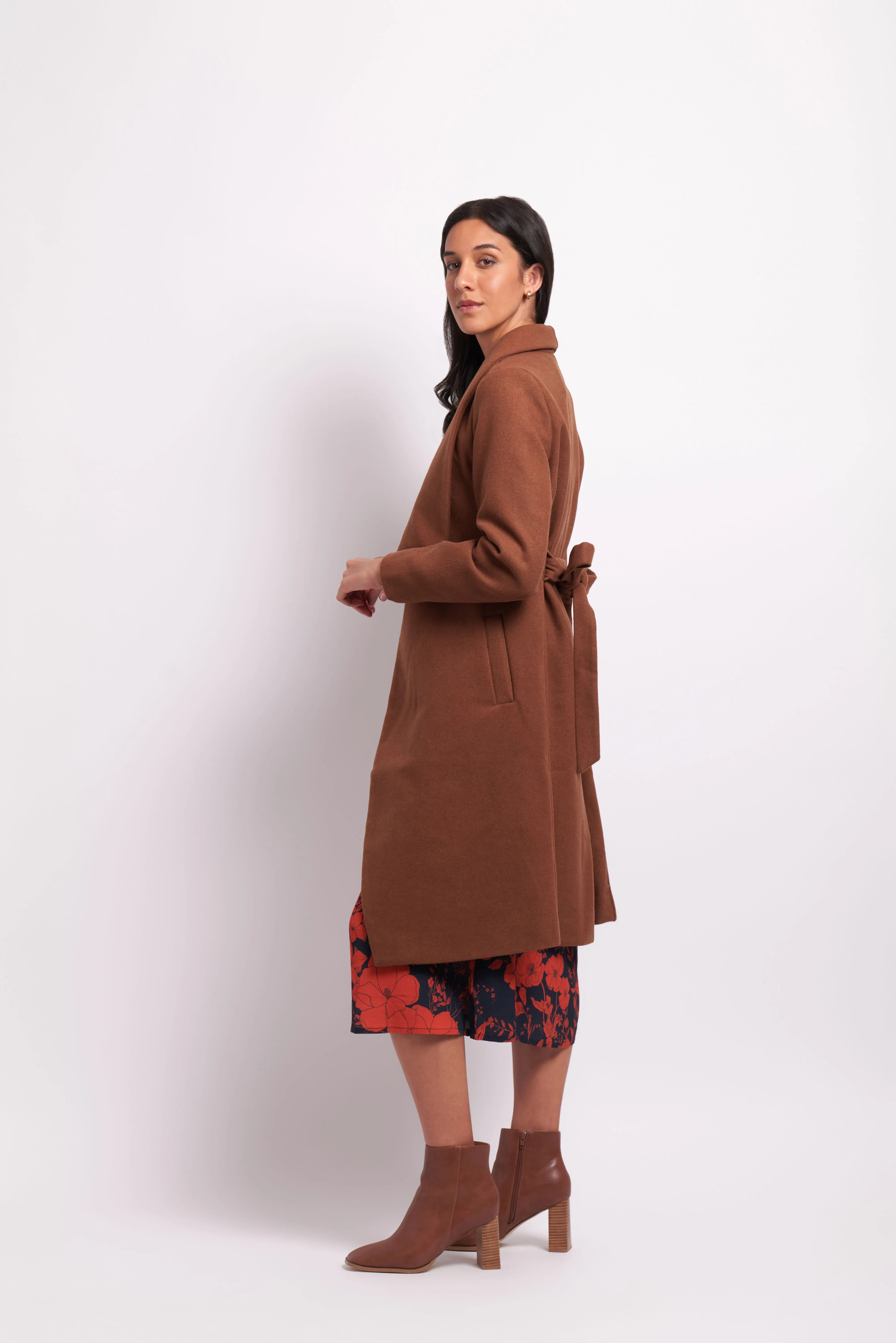 Oh3 Tie Detail Coat TP14437 - Caramel