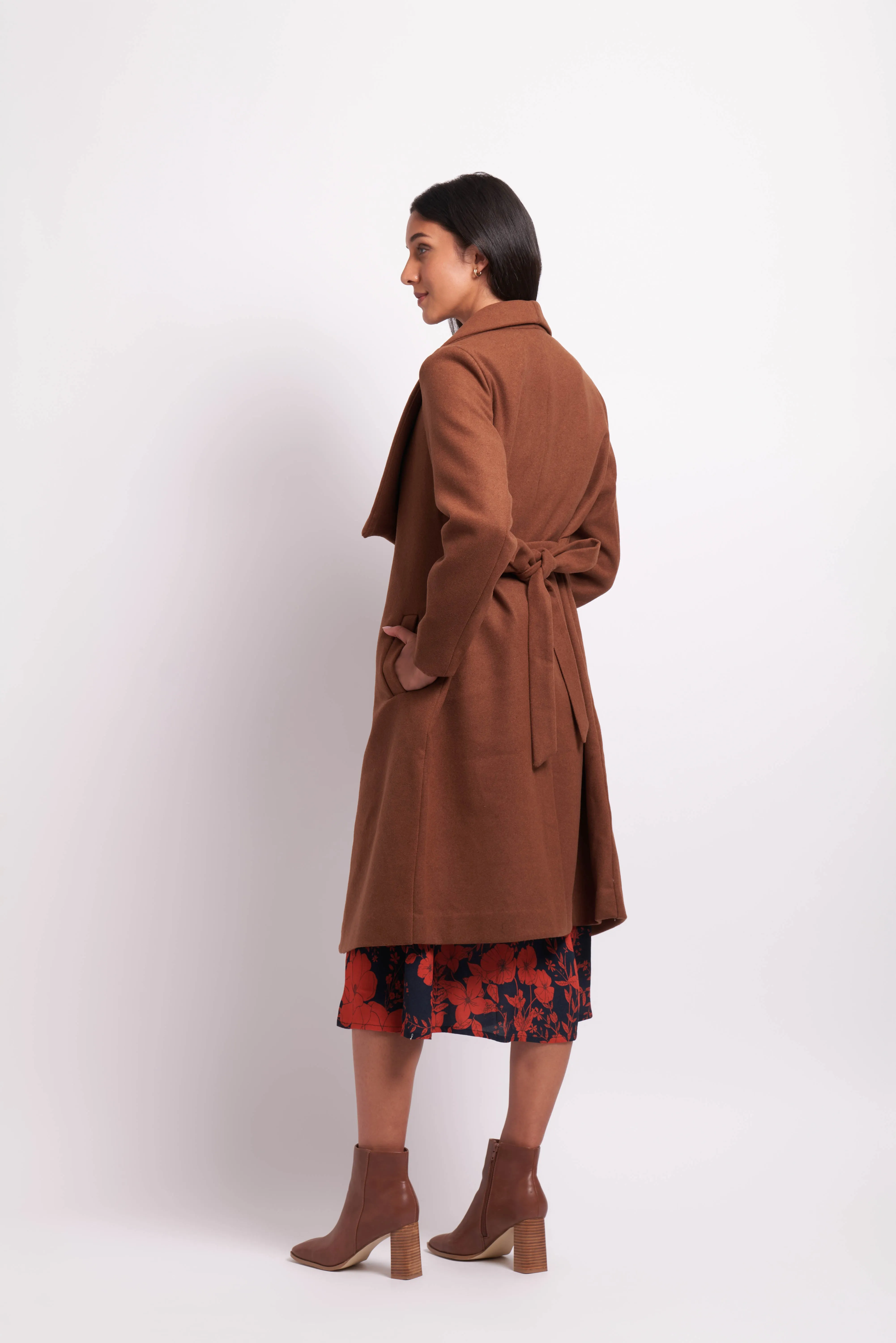 Oh3 Tie Detail Coat TP14437 - Caramel