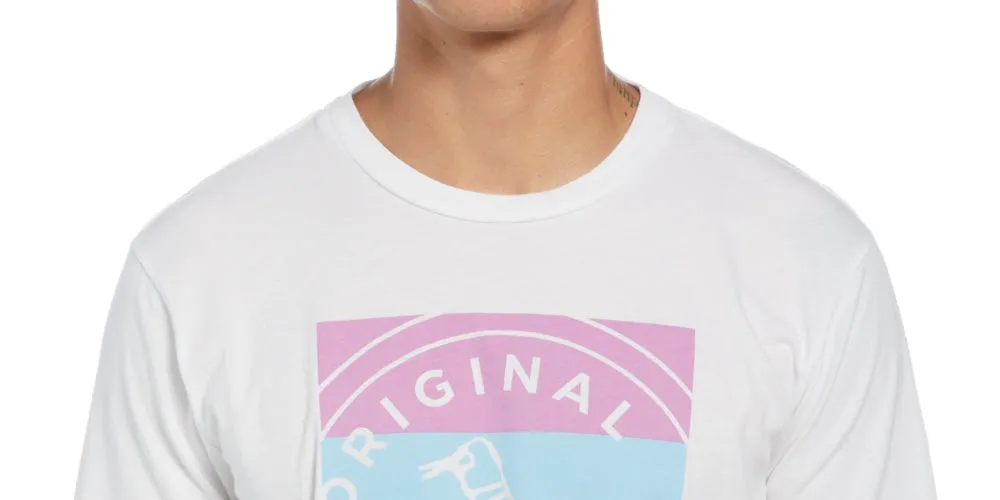 Original Penguin Men's Colorblocked Stamp Logo Graphic T-Shirt White Size Large