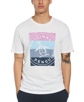 Original Penguin Men's Colorblocked Stamp Logo Graphic T-Shirt White Size Large