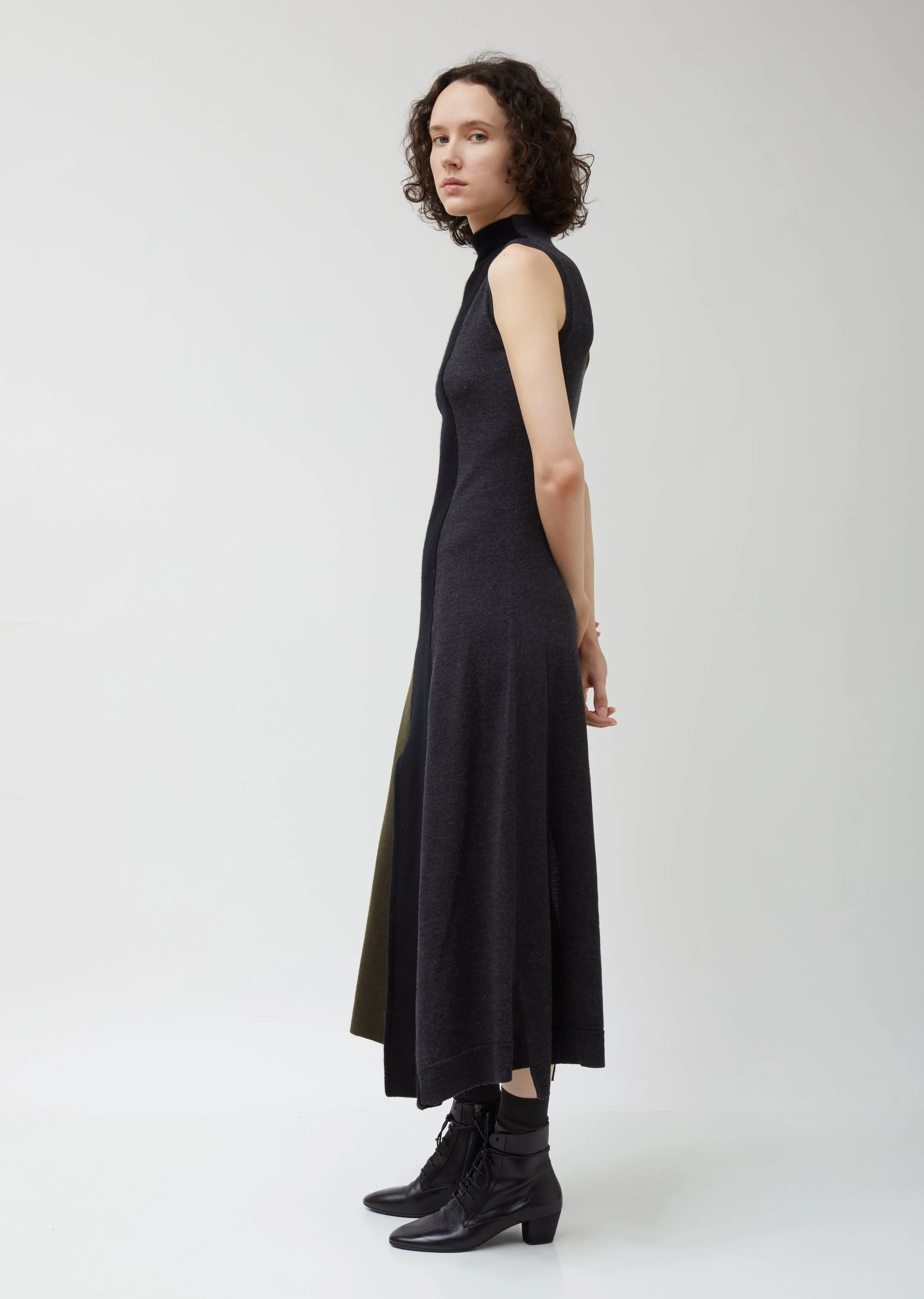 Patchwork Sleeveless Wool Dress