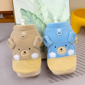 Pet Clothes | Lamb Embroidered Bear Cotton Coat for Dogs and Cats | 2024 New Autumn and Winter Pet Clothing