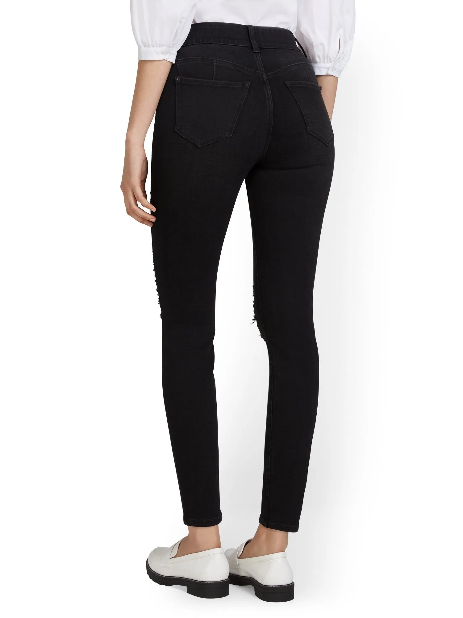 Petite Mya Curvy High-Waisted Super-Skinny Jeans - Black