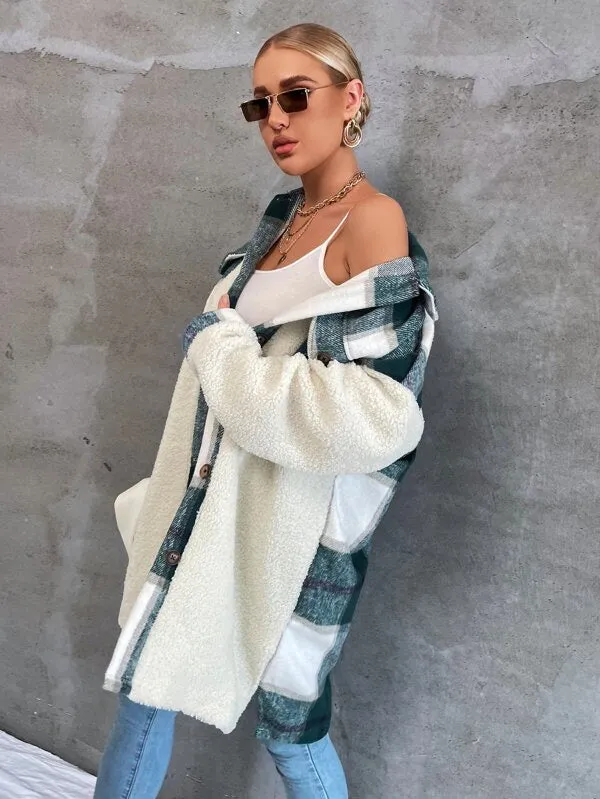 Pine For You Plaid Teddy Coat