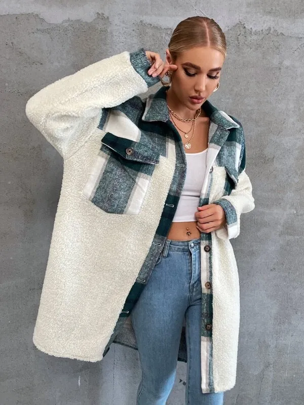 Pine For You Plaid Teddy Coat