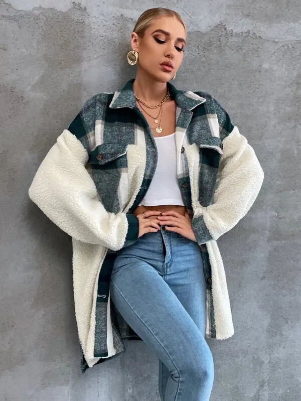 Pine For You Plaid Teddy Coat