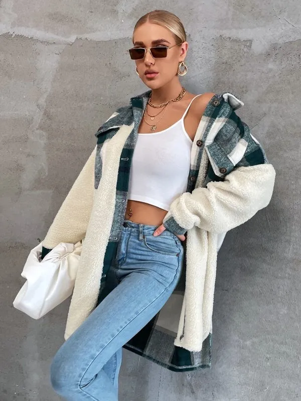 Pine For You Plaid Teddy Coat