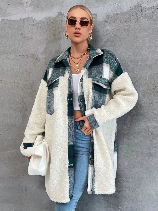 Pine For You Plaid Teddy Coat