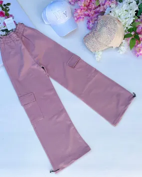 Pink cargo wild leg pants