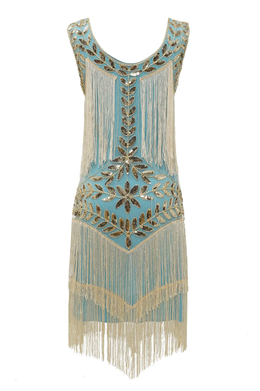 Plus Size Champagne Gatsby Flapper Dress with Sequins and Fringes