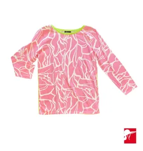 Pure Amici cotton crewneck pullover pink abstract NWT size XS