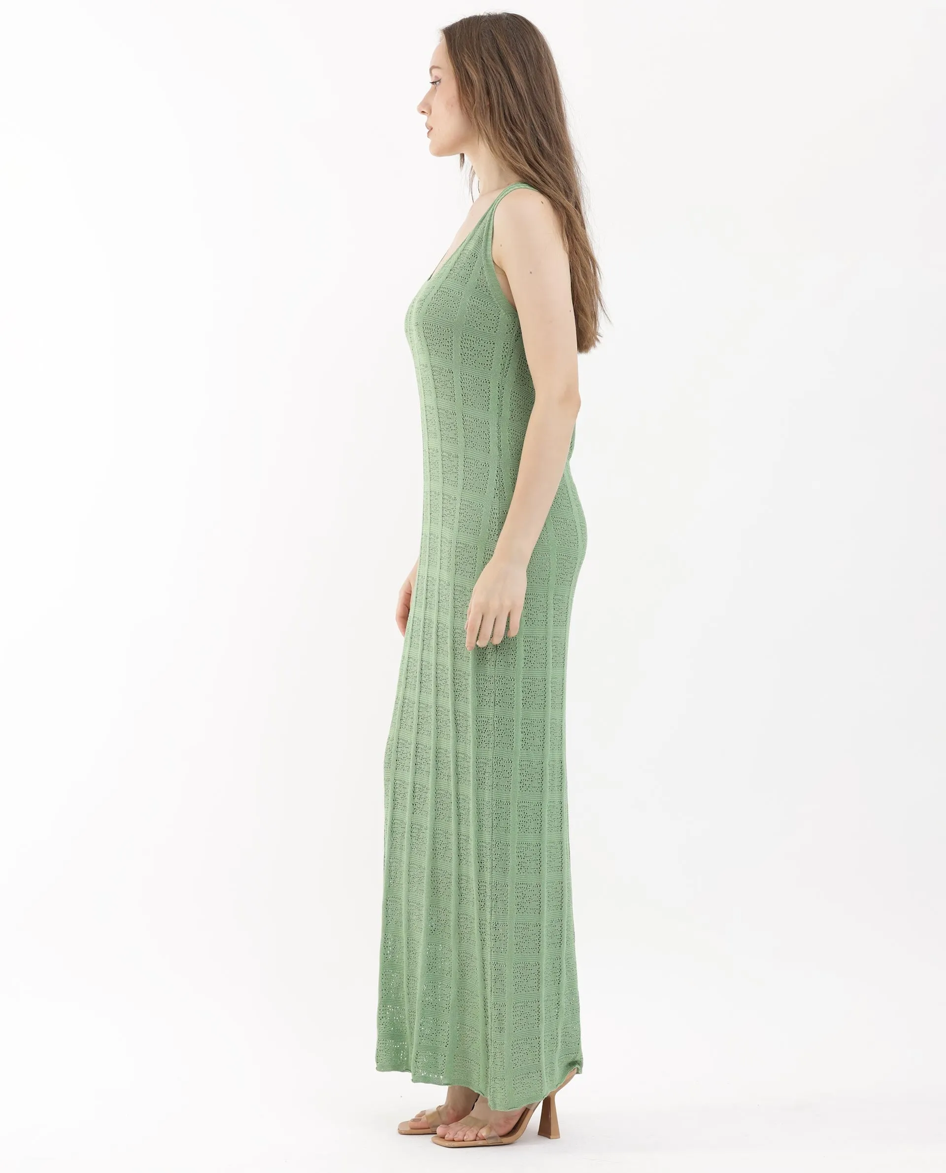 Rareism Womens Majoka Pastel Green Dress U-Neck Solid