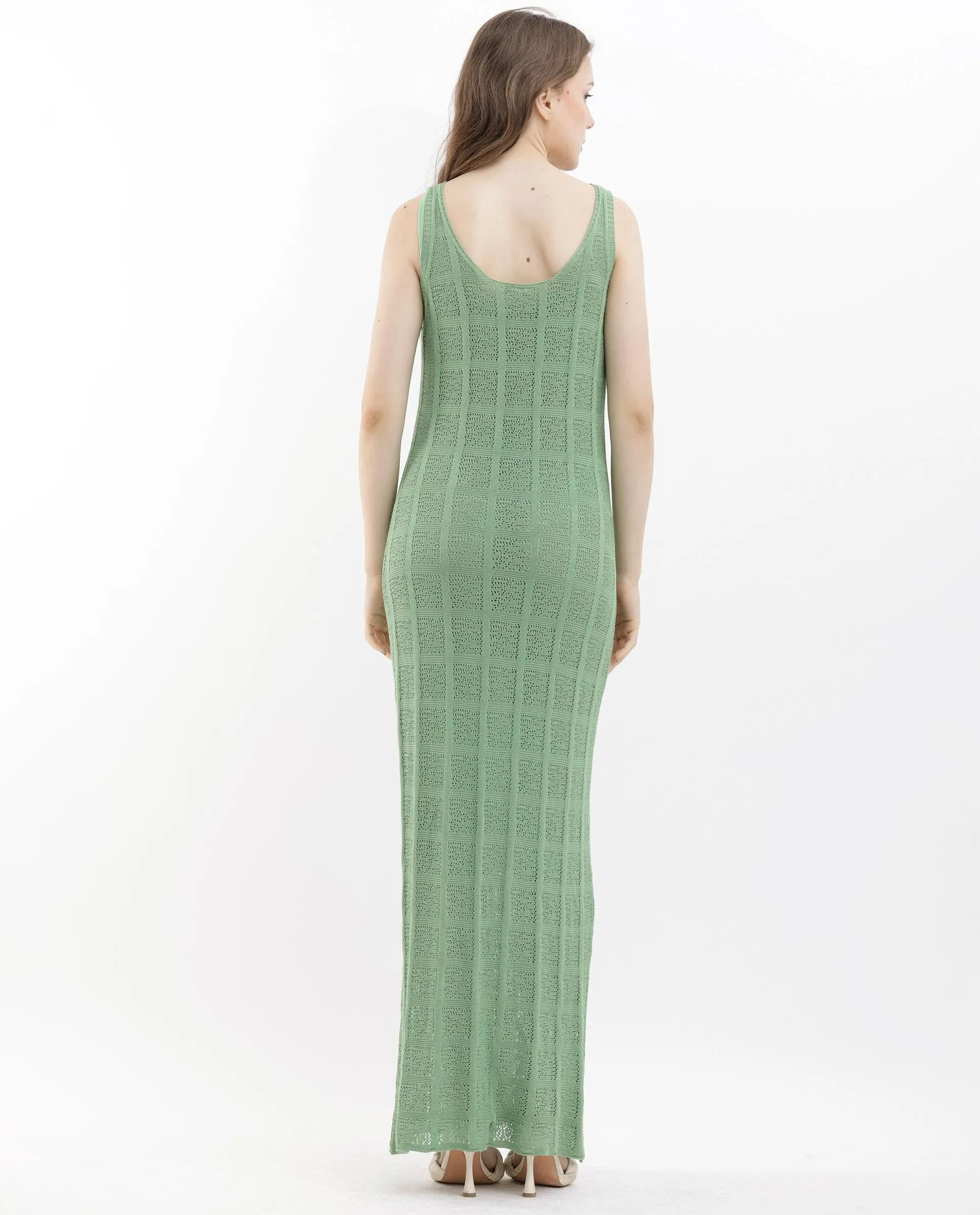 Rareism Womens Majoka Pastel Green Dress U-Neck Solid