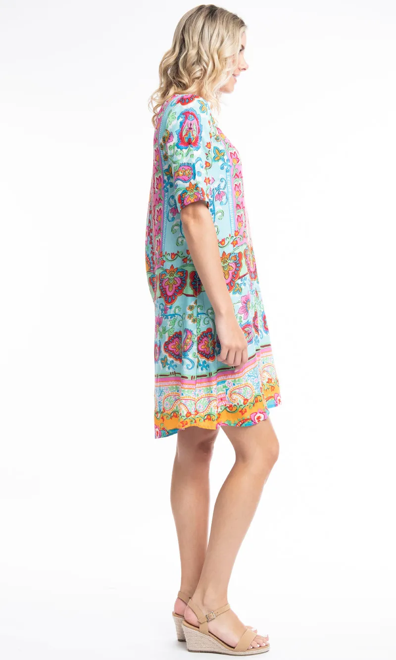 Rayon Dress Contemporary Varosha Turquoise