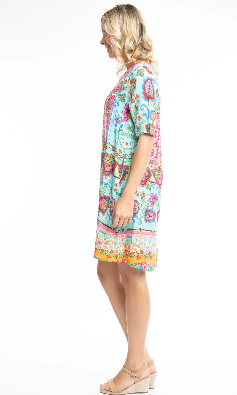 Rayon Dress Contemporary Varosha Turquoise