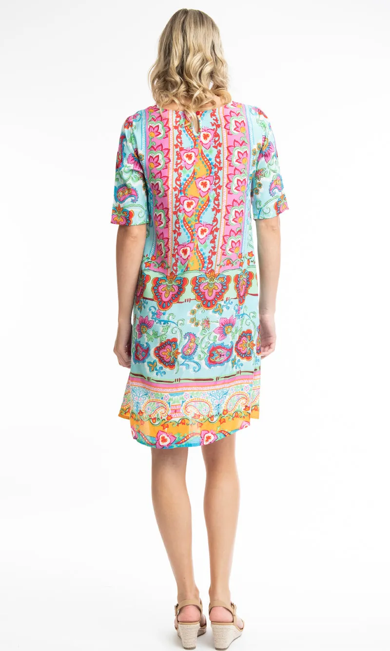 Rayon Dress Contemporary Varosha Turquoise