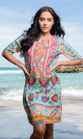 Rayon Dress Contemporary Varosha Turquoise