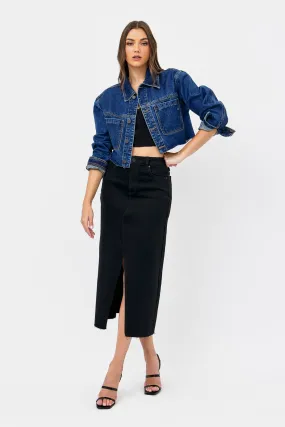 [REBEL] DARK WASH CLASSIC CROPPED JACKET