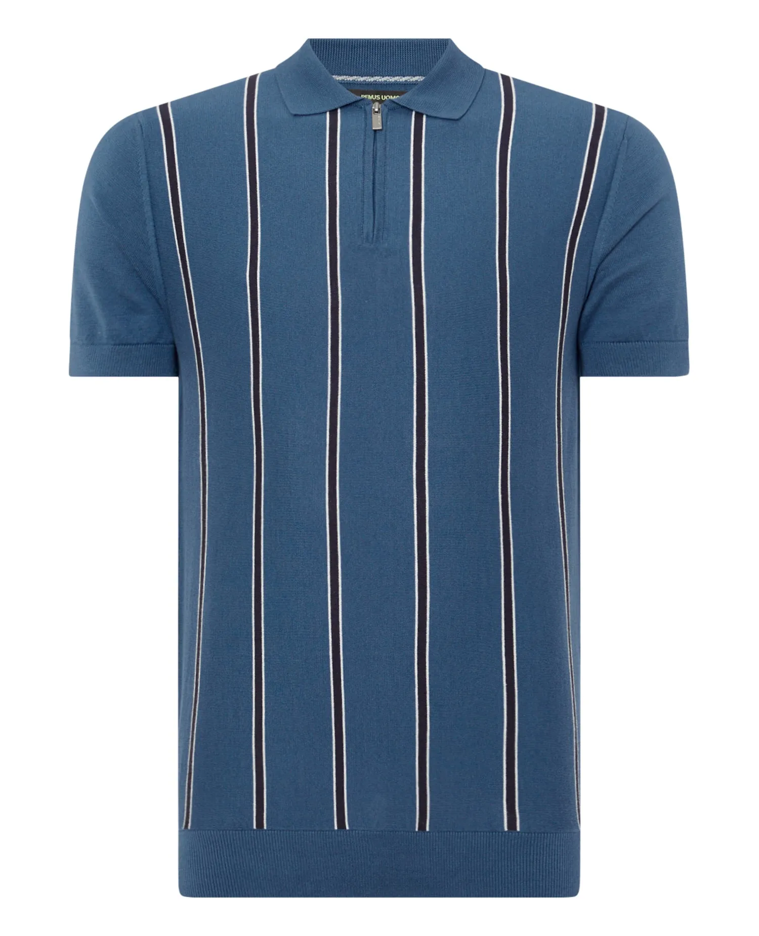 REMUS UOMO® Striped Knitted Polo Shirt/Blue - New SS21