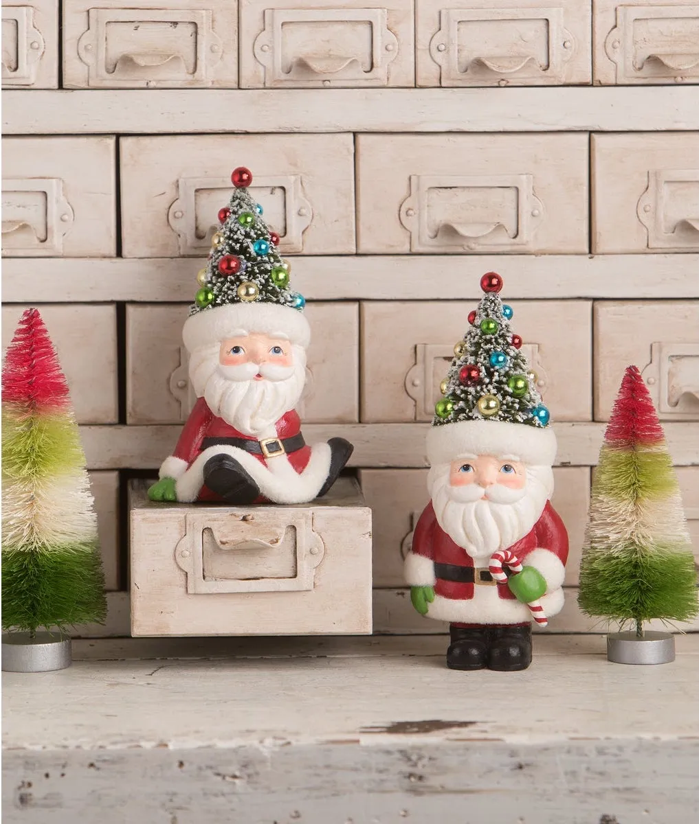 Retro Santa Seated with Tree Hat