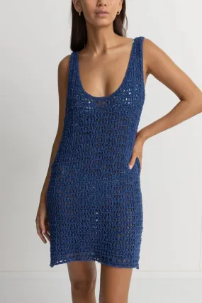 RHYTHM Women's Maddie Knit Scoop Mini Dress Blue