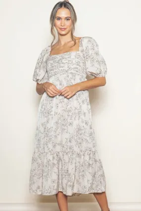 Romantic Classic Midi Dress Ecru