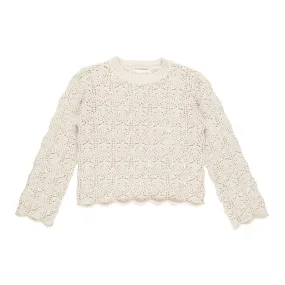 Rylee & Cru Crochet Knit Pullover in Natural
