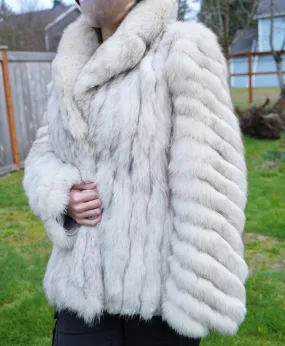 Saga Furs BLUE ARCTIC Natural FOX Fur Coat Jacket
