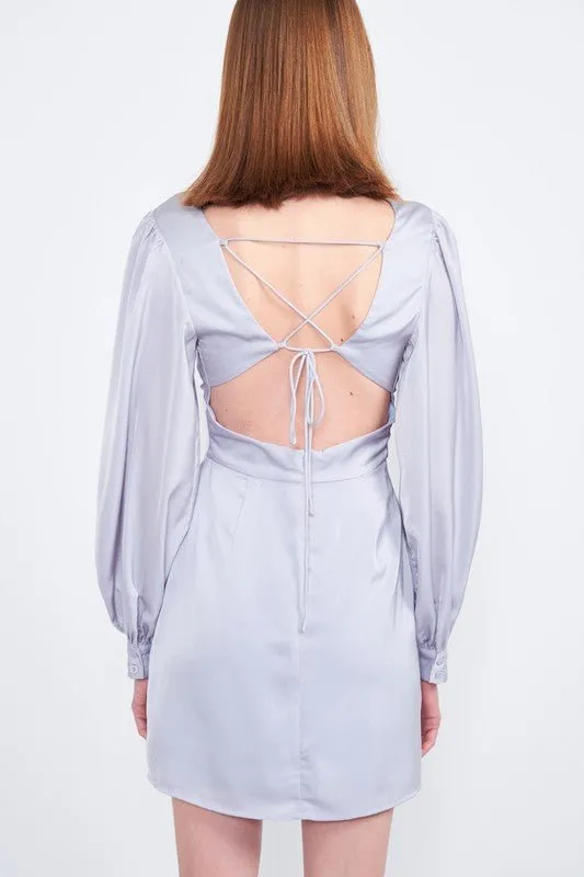 Satin V Neck Mini Dress