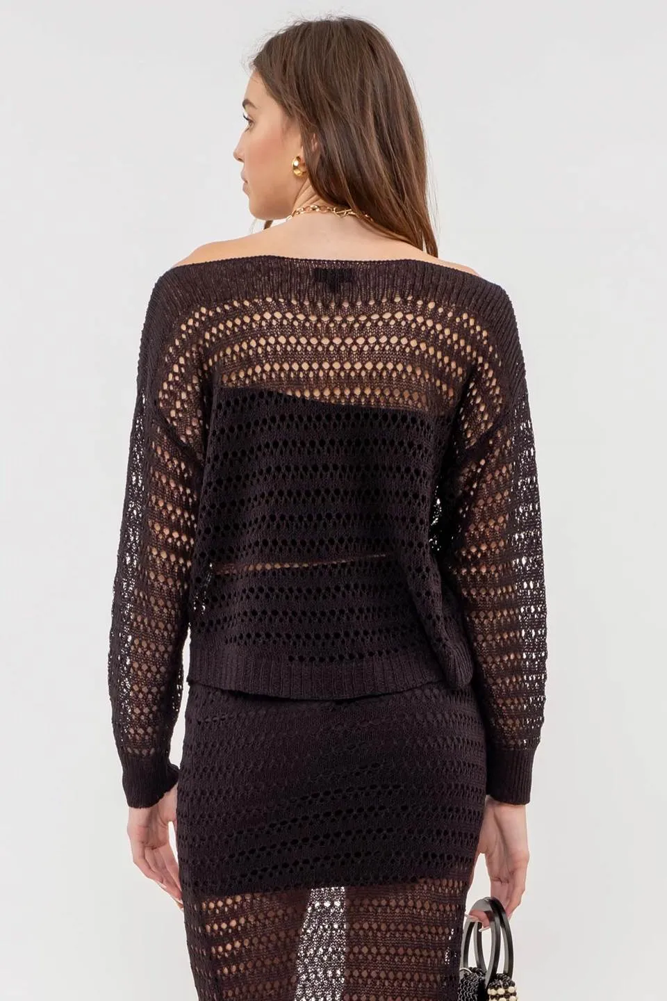 Sheer Crochet Pull Over with a Matching Sheer Skirt!