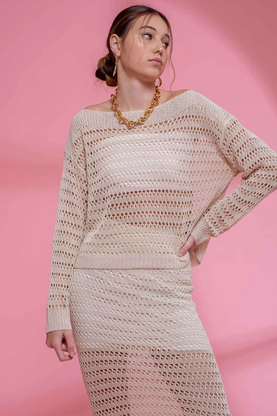 Sheer Crochet Pull Over with a Matching Sheer Skirt!