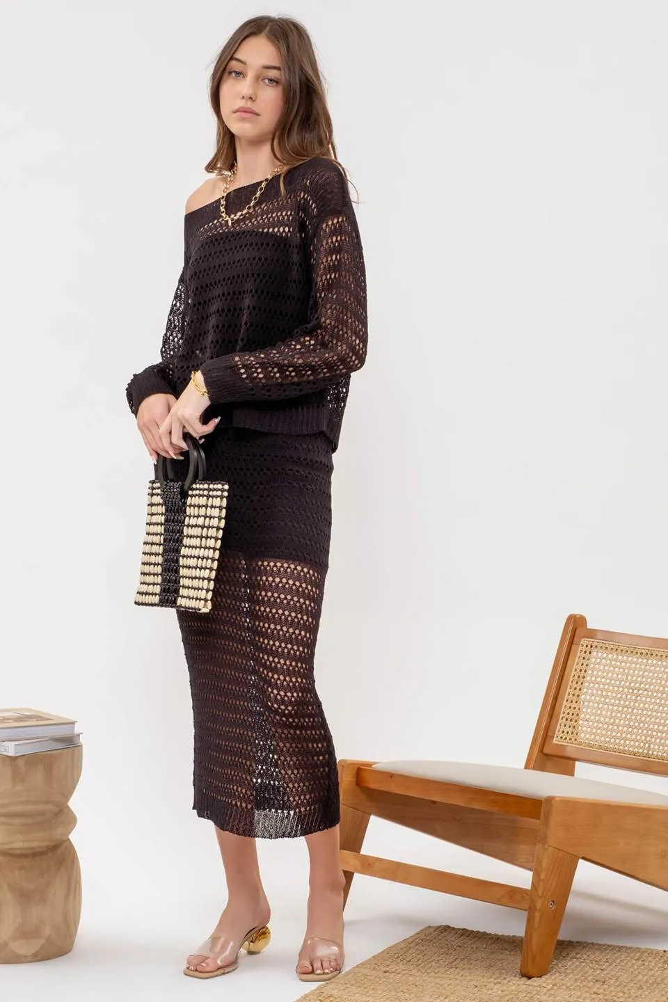 Sheer Crochet Pull Over with a Matching Sheer Skirt!