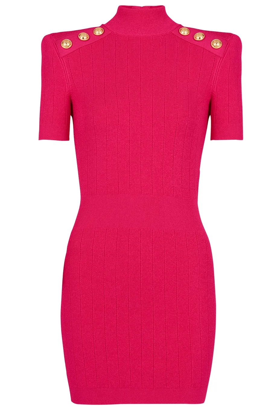 Short Sleeve Buttoned Knit Short Dress