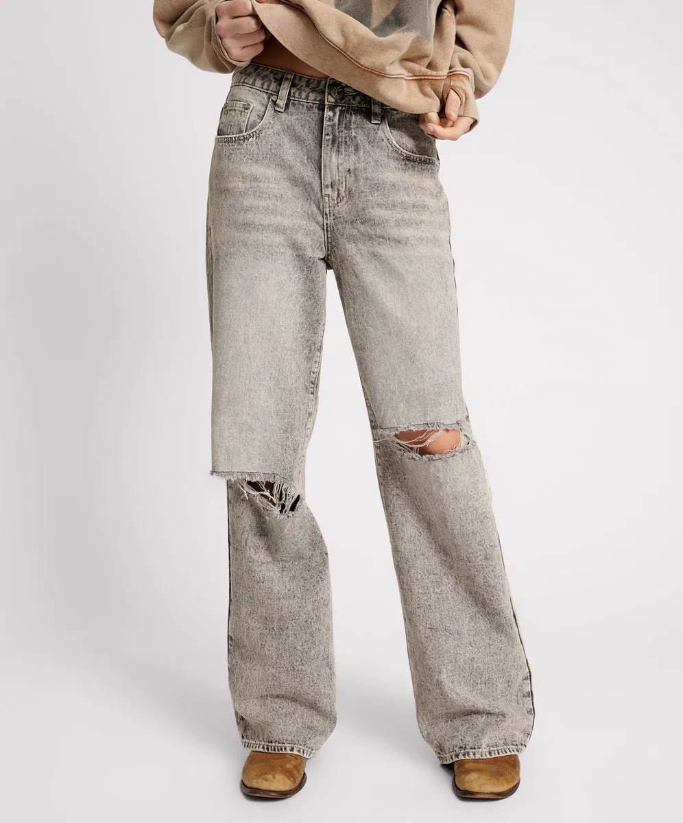 SMOKE JACKSON MID WAIST WIDE LEG JEANS