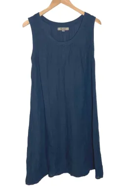 Soft Autumn Navy Sleeveless Linen Shift Dress