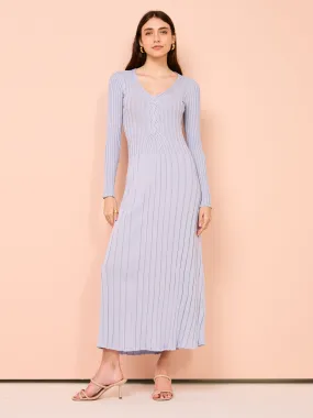 Sovere Lace Long Sleeve Midi Dress in Dawn Blue