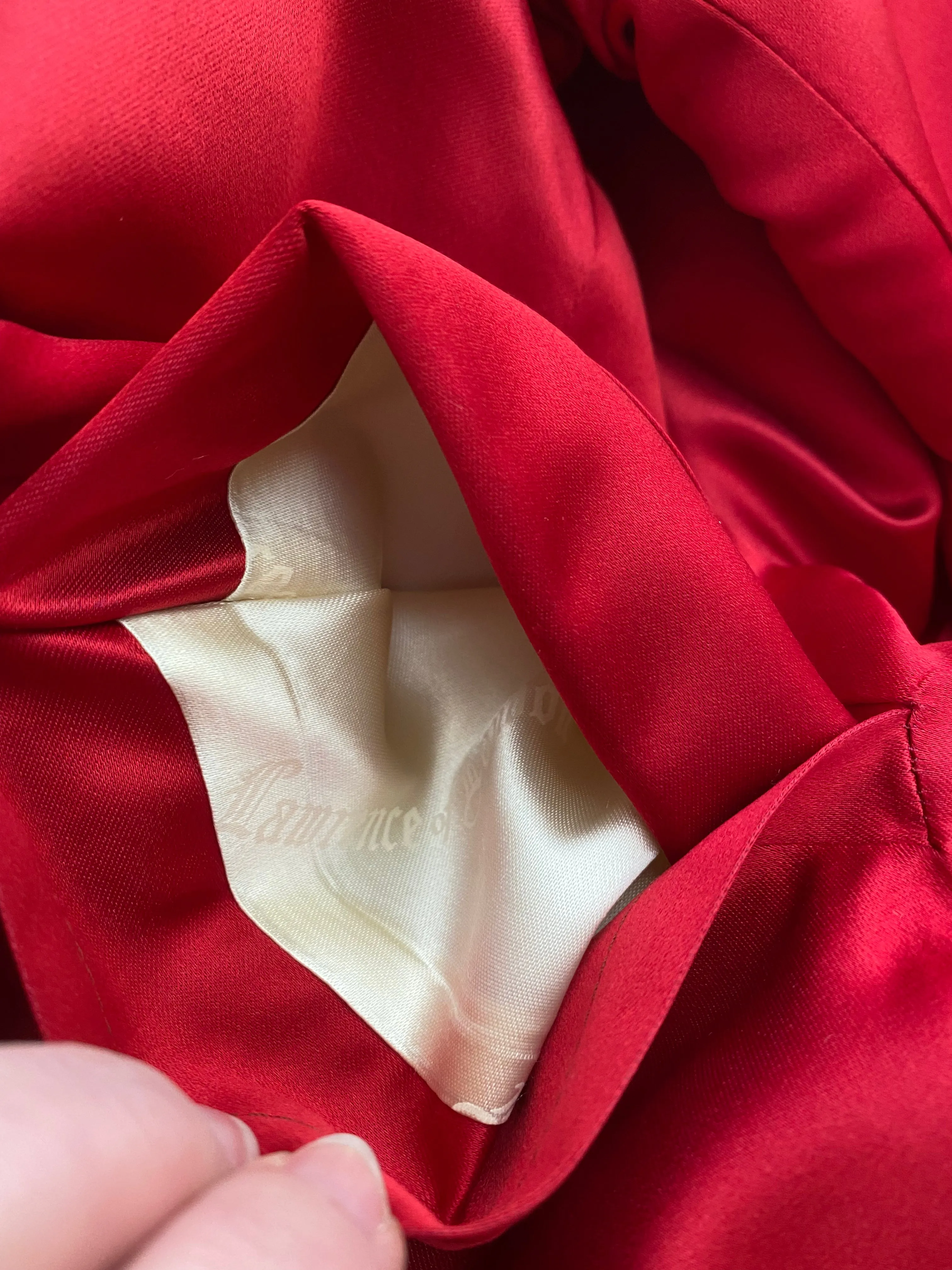 Spectacular 1950's Crimson Silk Swing Coat By Lawrence of London / ML