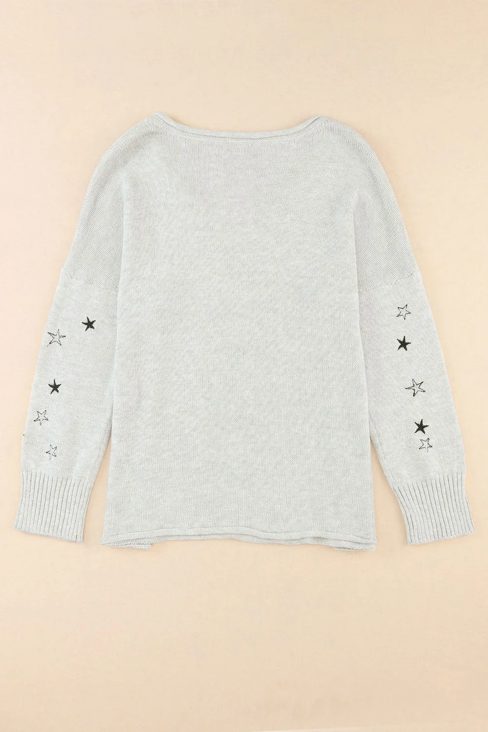 Stars Embroidery Lightweight Knit Sweater