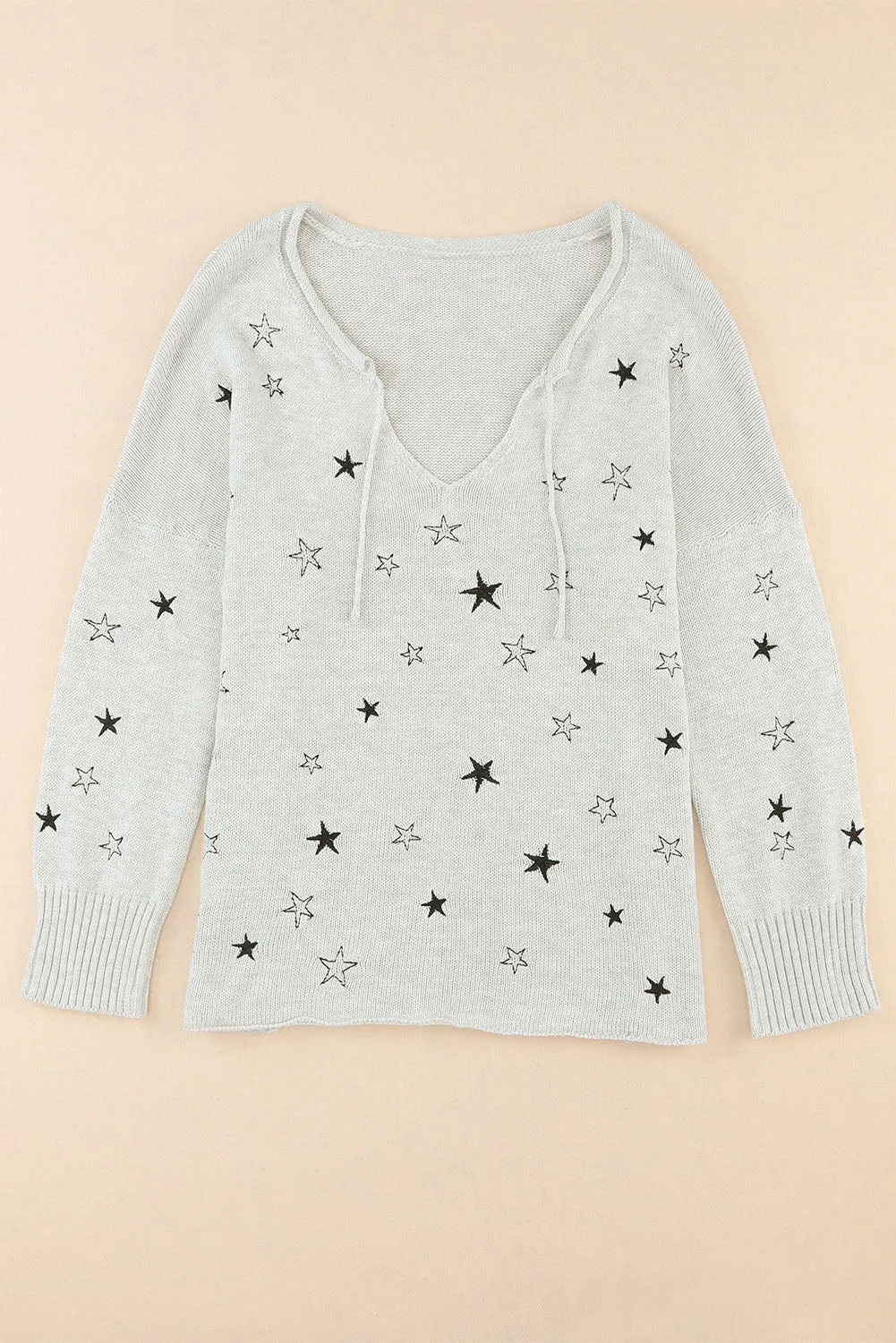 Stars Embroidery Lightweight Knit Sweater