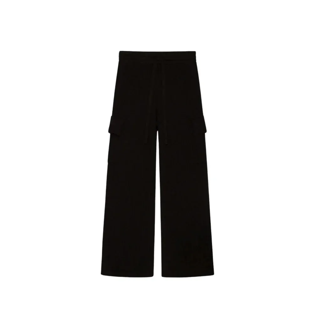 Stateside Softest Fleece Wide Leg Cargo Pant in Black