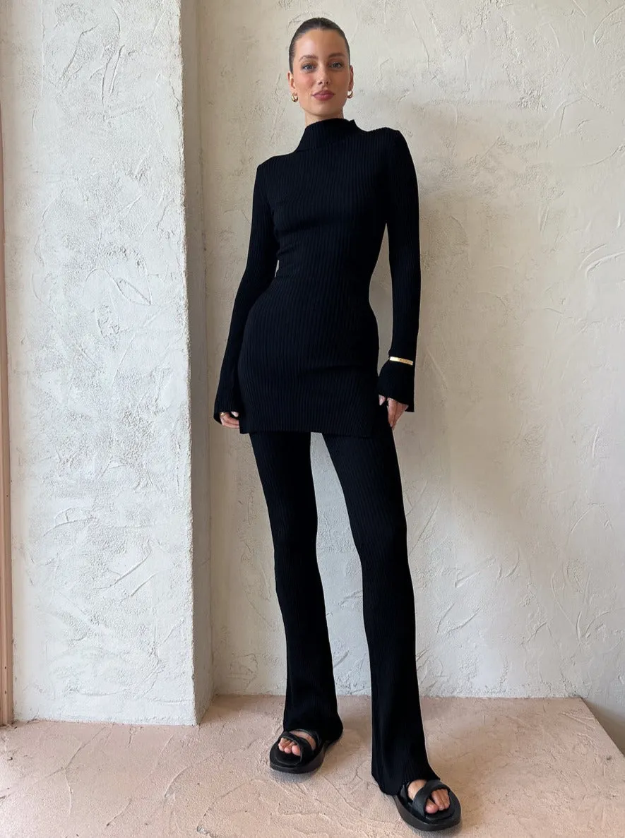 Suboo Alfie Funnel Neck Tunic Dress in Black