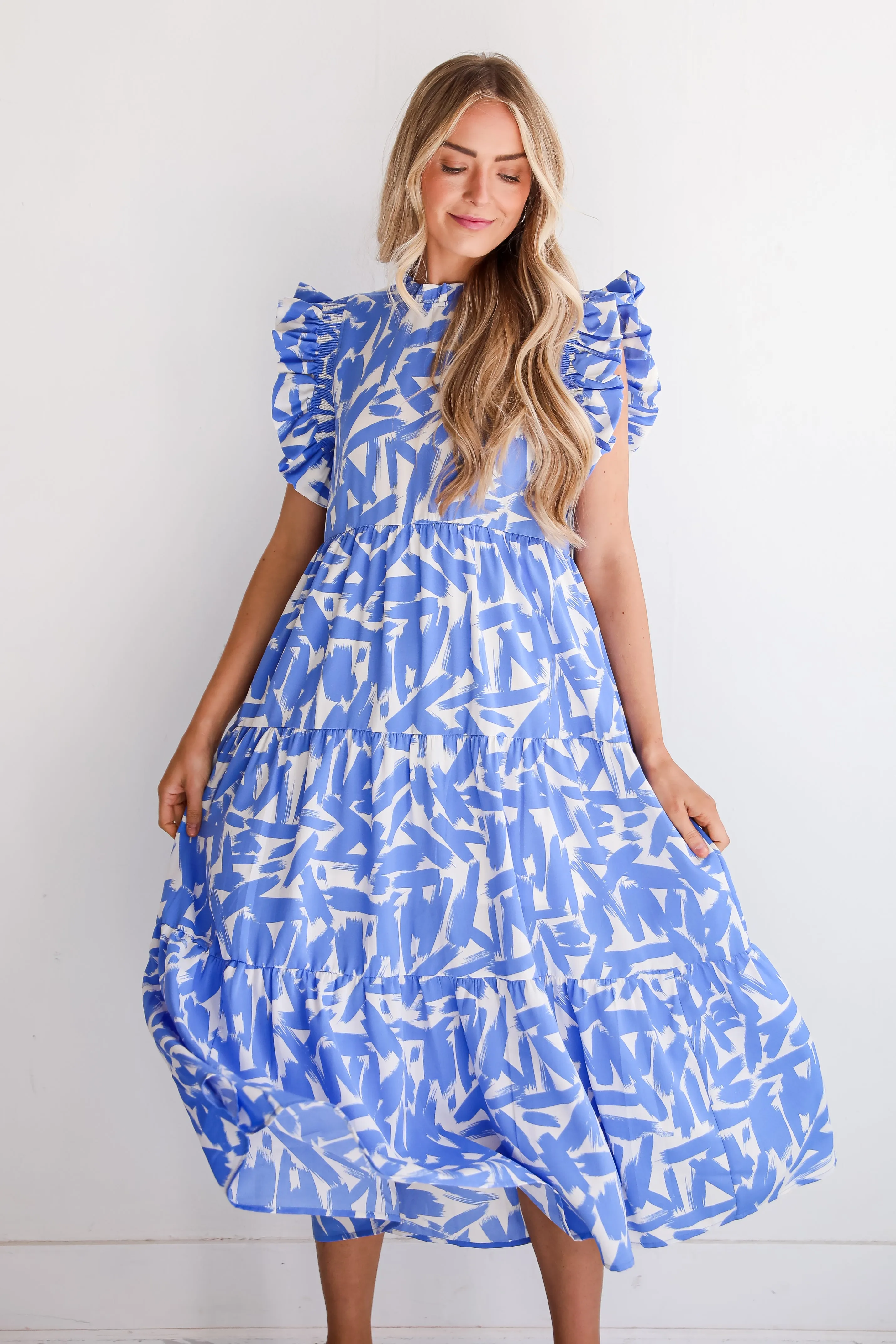 Sunny Attraction Blue Tiered Maxi Dress