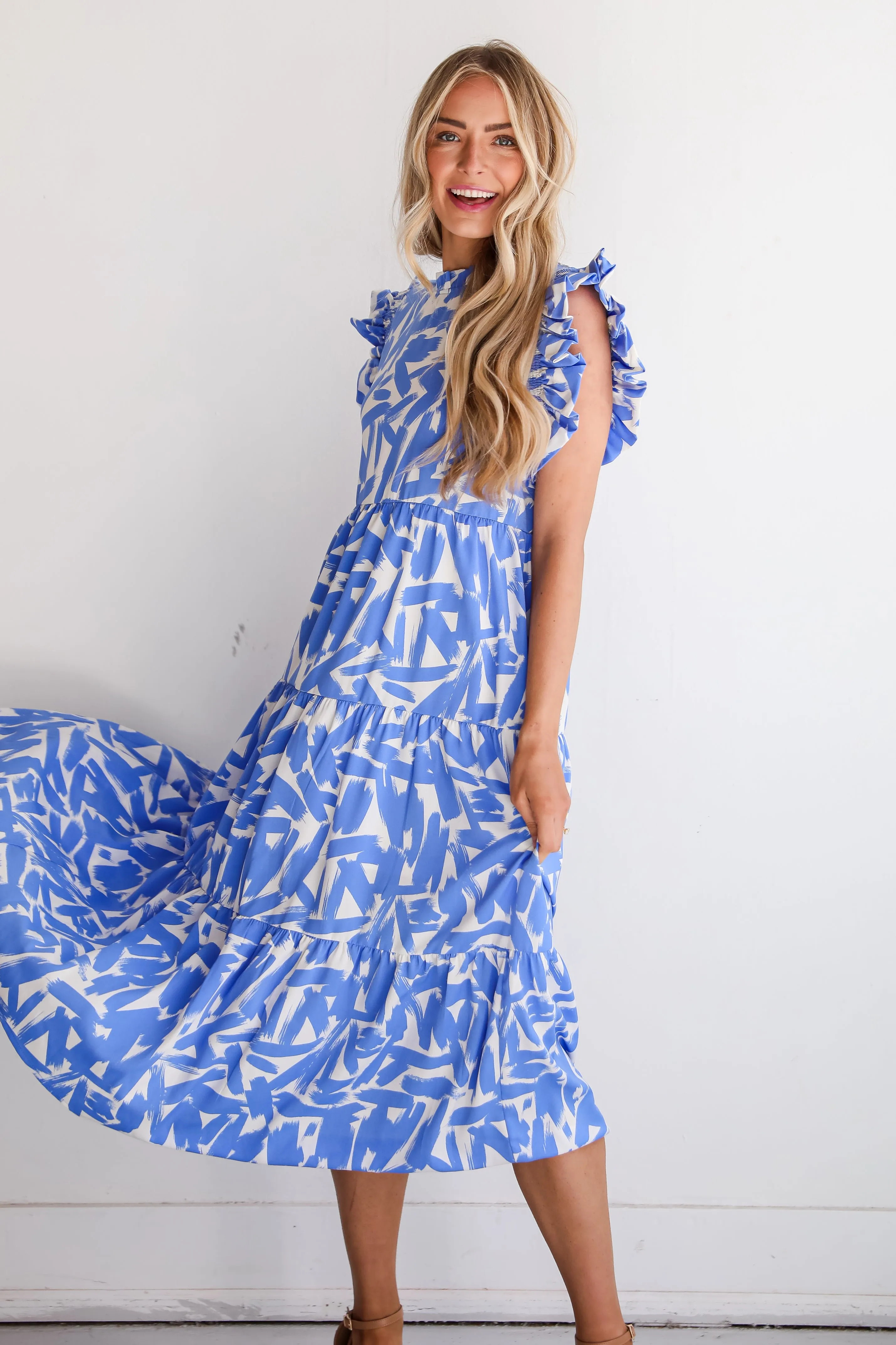 Sunny Attraction Blue Tiered Maxi Dress
