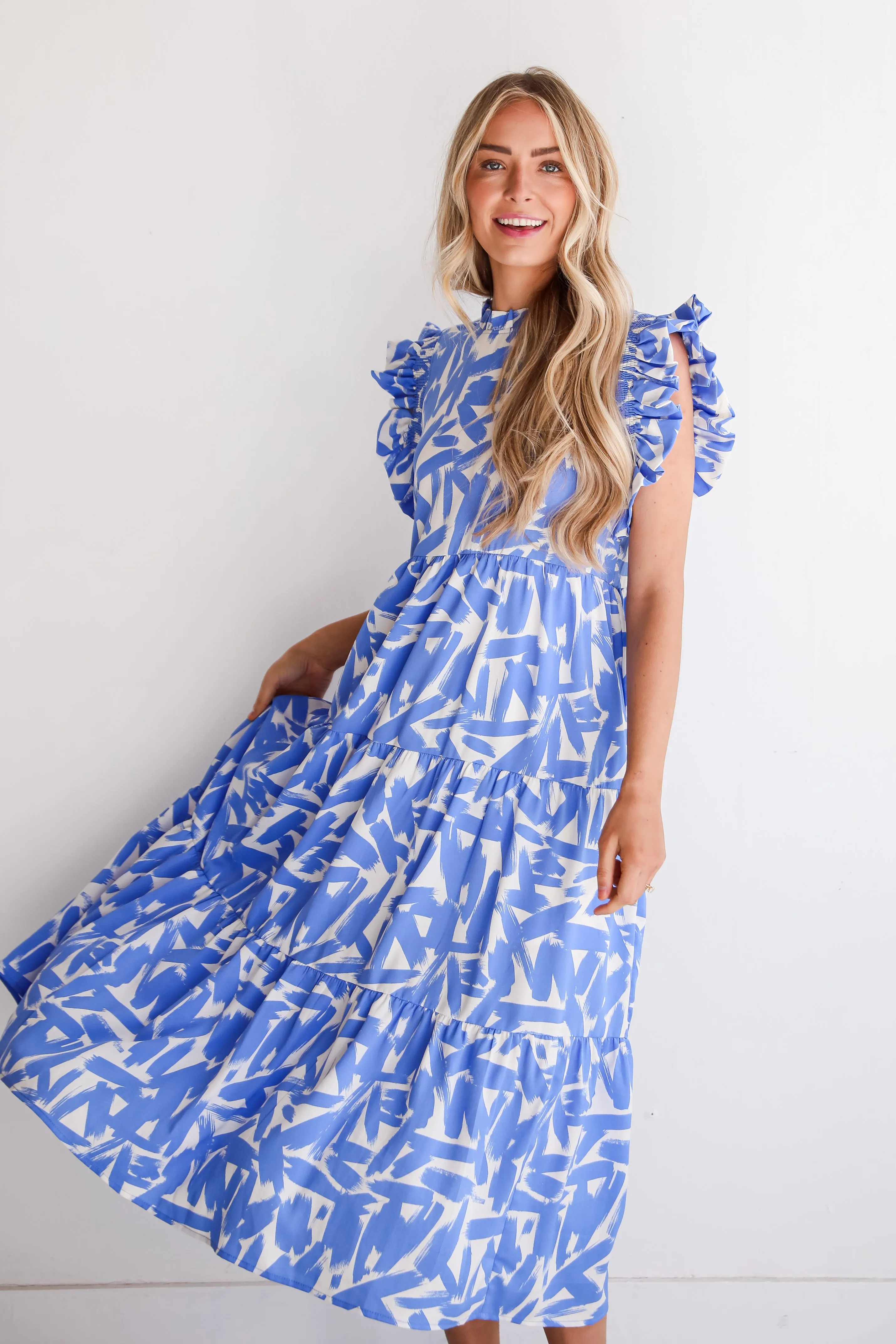 Sunny Attraction Blue Tiered Maxi Dress